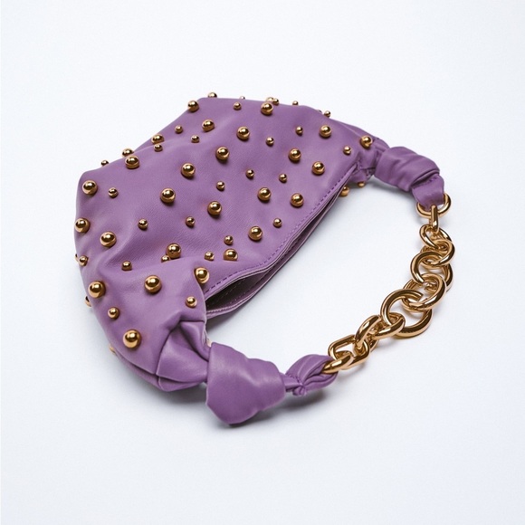 NWT. Zara Purple Mini Bag with Beads. - Picture 3 of 7